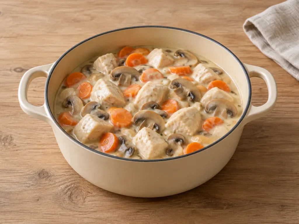 Blanquette de poulet aux champignons : facile et sans vin