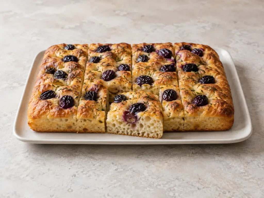 Focaccia aux raisins noirs et au romarin