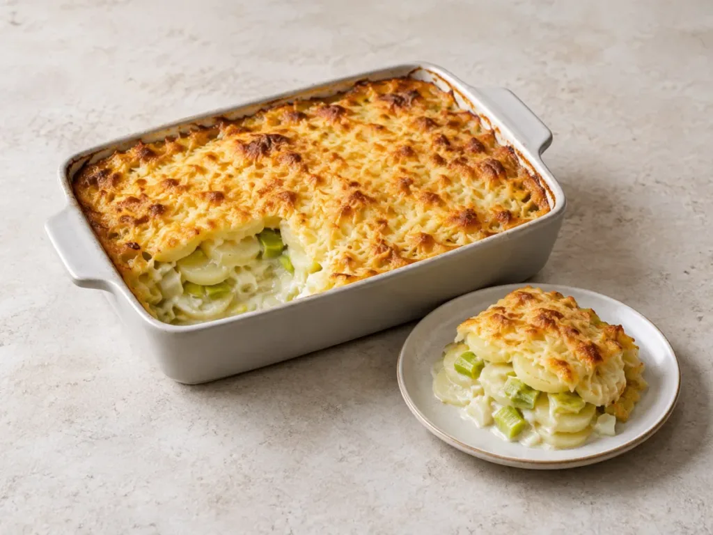 Gratin de poireaux et pommes de terre : fondant et doré