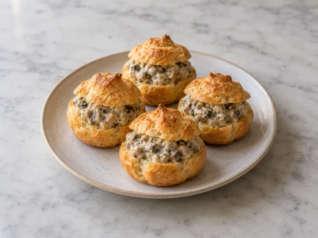 Mini-choux à la crème de champignons