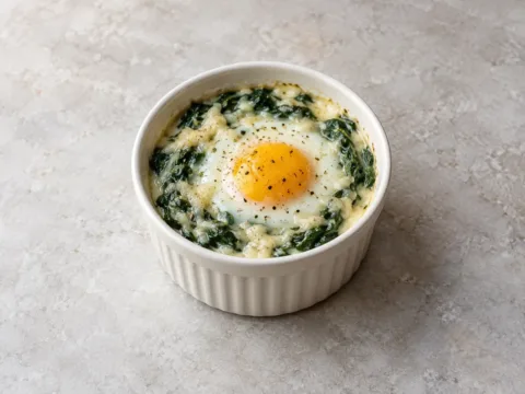 Œufs cocotte aux épinards et au comté