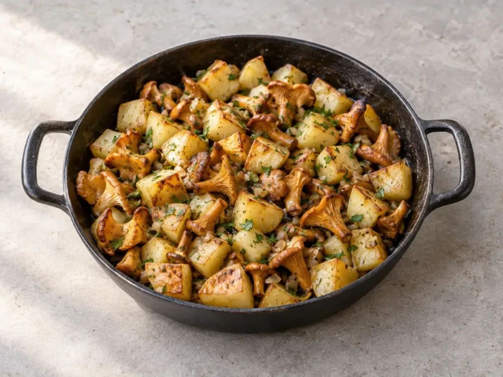 Poêlée de pommes de terre aux girolles