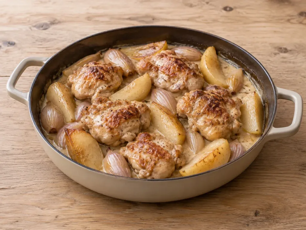 Poulet aux poires et échalotes sans vin