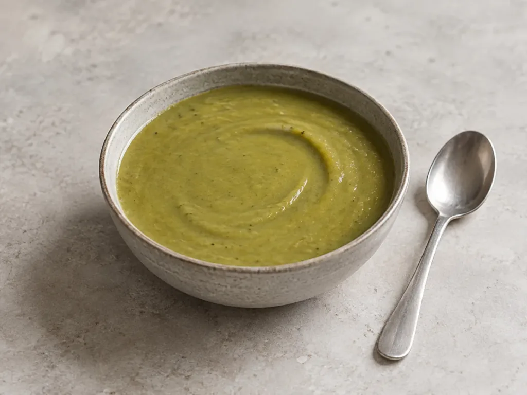 Soupe de pois cassés aux poireaux et au thym