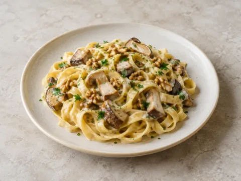 Tagliatelles aux cèpes et aux noix