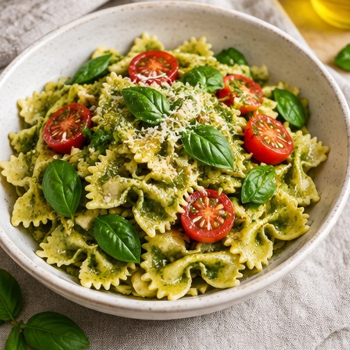 Pâtes au pesto & tomates cerises