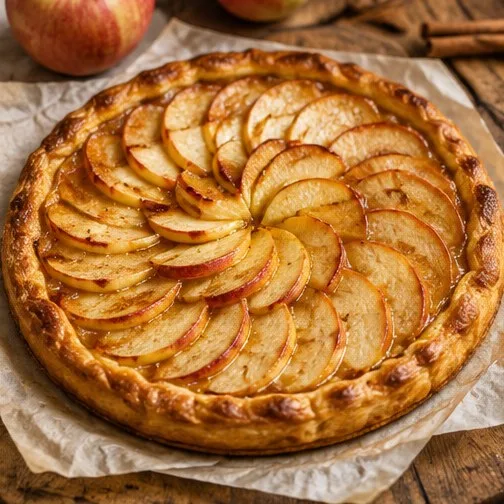 Tarte fine aux pommes dorées