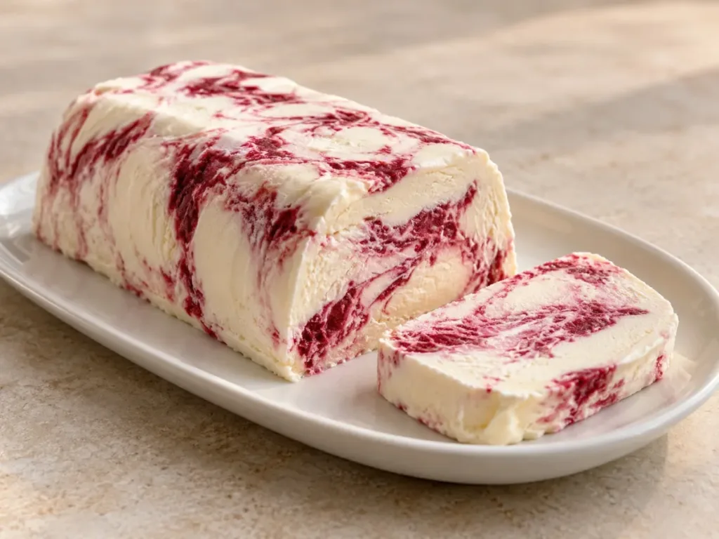 Bûche glacée de Noël vanille et framboise