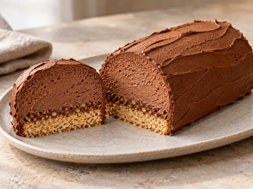 Bûche de Noël chocolat praliné et croustillant noisette