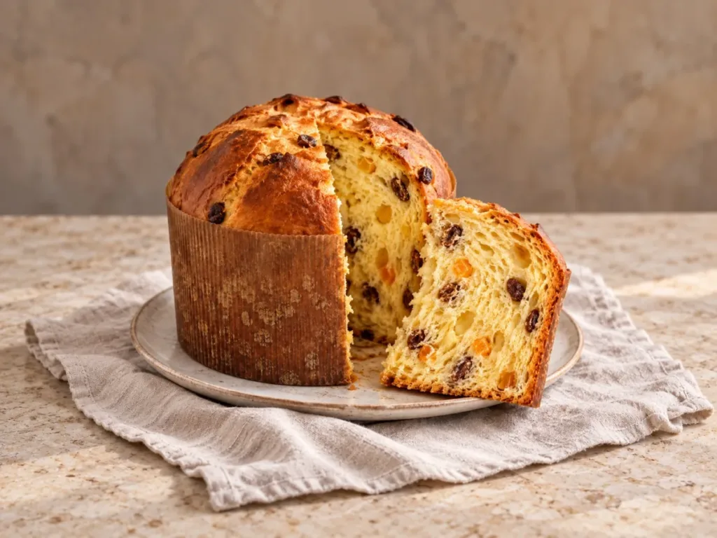 Panettone de Noël aux raisins et fruits confits