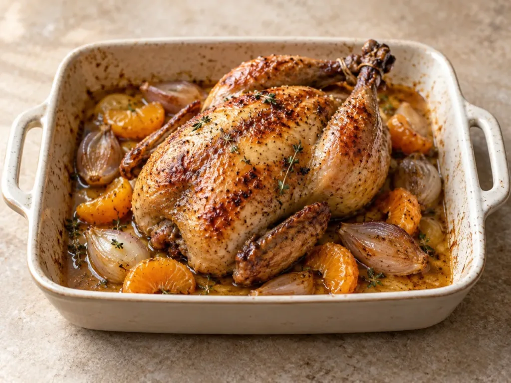 Pintade de Noël rôtie au four aux clémentines