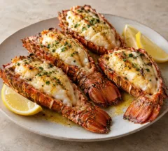 Queues de langouste rôties dans leur carapace avec beurre au citron et persil