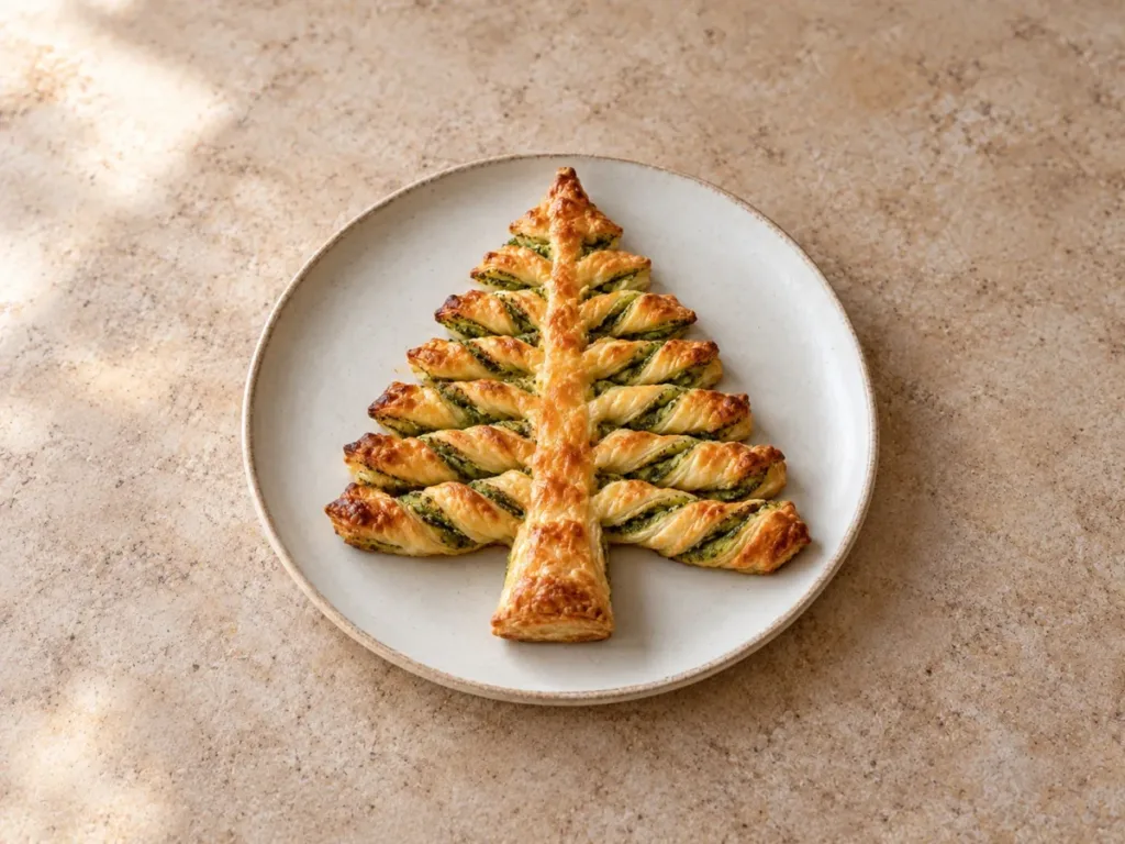 Sapin feuilleté de Noël au pesto